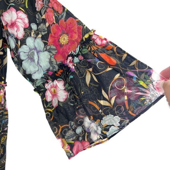 Johnny Was Floral Midi Dress - Black and Multicolor - Picture 6 of 14